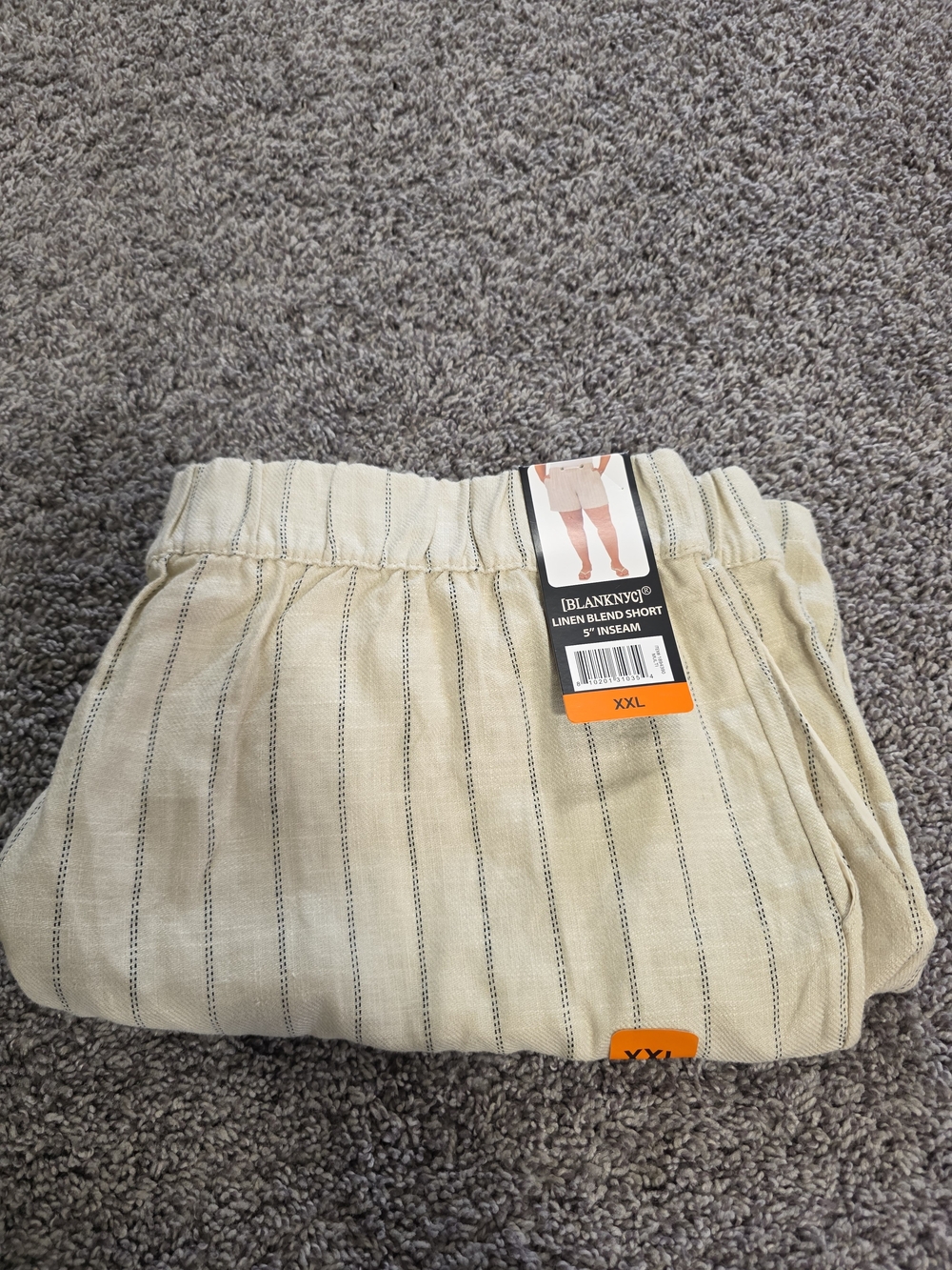 Blank NYC Beige Striped Linen-Blend Shorts